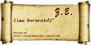 Zima Bereniké névjegykártya